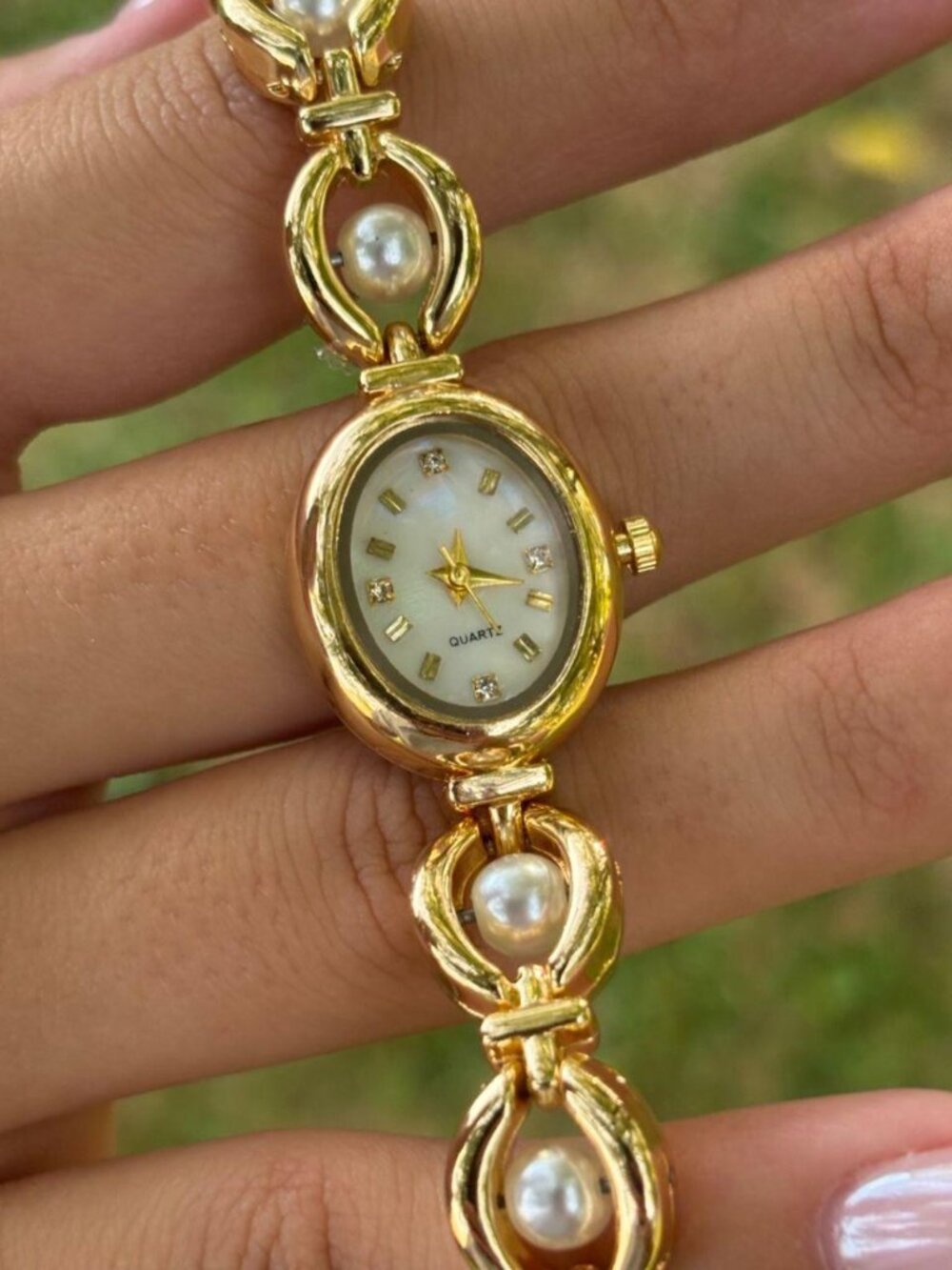 Preppy Gold Pearl Beaded Band Watch Preppy Y2K OS